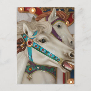 Witte carrousel paard met blauw afbeelding met bri briefkaart