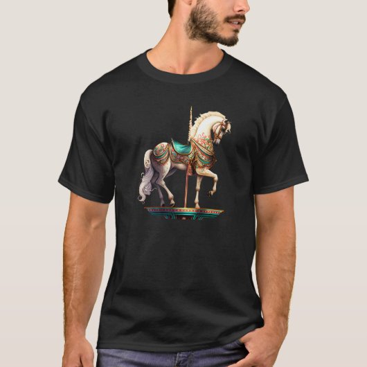 Witte Carrousel Paard Premium T-shirt (Voorkant)