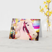 Witte carrousel vrolijk gaan rond paard fotografie kaart (Gele Bloem)