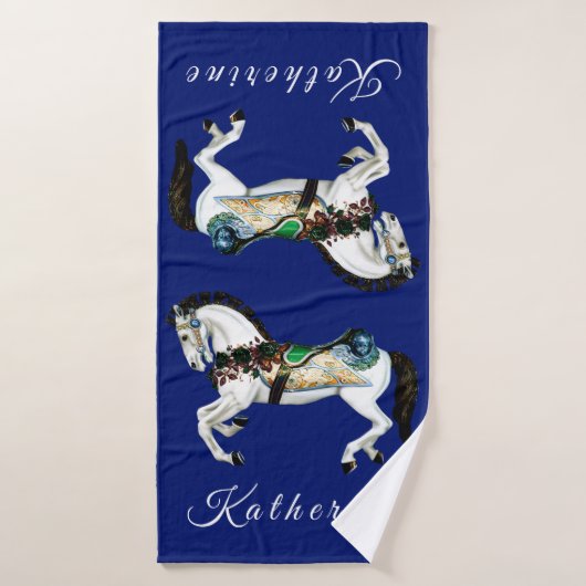witte carrouselpaarden bad handdoek (Badhanddoek)
