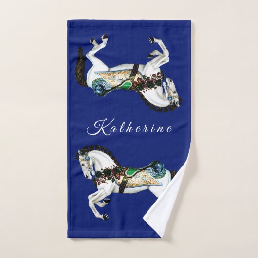 witte carrouselpaarden bad handdoek (Handdoek)