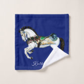 witte carrouselpaarden bad handdoek (Wasdoekje)