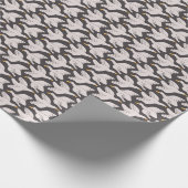 Witte Cartoon Goose Geometric Pattern Dark Grey Cadeaupapier (Hoek)