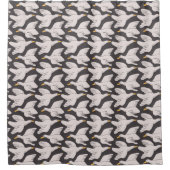 Witte Cartoon Goose Geometric Pattern Dark Grey Douchegordijn (Voorkant)