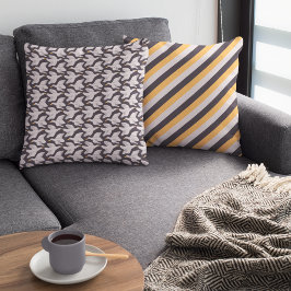 Witte Cartoon Goose Geometric Pattern Dark Grey Kussen