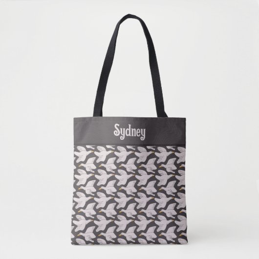 Witte Cartoon Goose Geometric Pattern Gepersonalis Tote Bag (Voorkant)