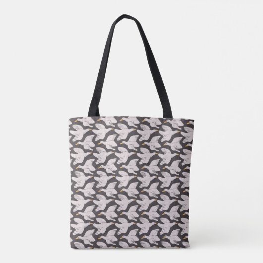 Witte Cartoon Goose Geometric Pattern Gepersonalis Tote Bag (Achterkant)