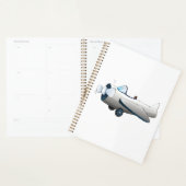 Witte Cartoon Propeller Vliegtuig Retro Stijl Vint Planner (Display)