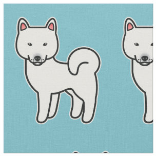Witte Cartoon Shiba Inu Patroon Stof