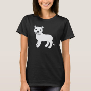 Witte Cartoon Staffordshire Bull Terrier T-shirt