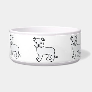 Witte Cartoon Staffordshire Bull Terrier Voerbakje