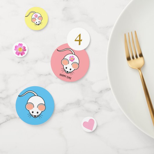 Witte cartoon verjaardag confetti (Groep)