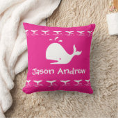 Witte CARTOON walvis Helder roze Aangepaste Baby Kussen (Deken)