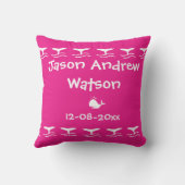 Witte CARTOON walvis Helder roze Aangepaste Baby Kussen (Achterkant)