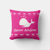 Witte CARTOON walvis Helder roze Aangepaste Baby Kussen (Voorkant)