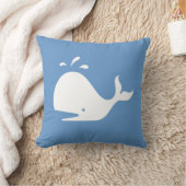 witte CARTOON walvis op blauwe kussen (Deken)