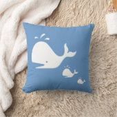 witte CARTOON walvis op blauwe kussen (Deken)