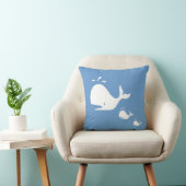 witte CARTOON walvis op blauwe kussen (Stoel)