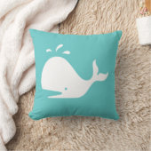Witte CARTOON walvis op blauwgroen blauw kussen (Deken)