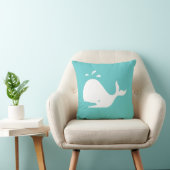 Witte CARTOON walvis op blauwgroen blauw kussen (Stoel)