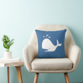 witte CARTOON walvis op een middelblauwe kussen (Stoel)