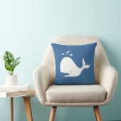witte CARTOON walvis op middelgrote blauwe kussen (Stoel)