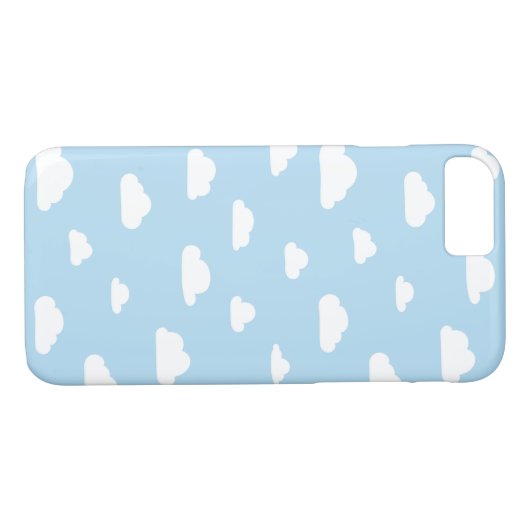 Witte Cartoon wolken op blauw achtergrondpatroon Case-Mate iPhone Case (Achterkant (Horizontaal))