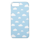 Witte Cartoon wolken op blauw achtergrondpatroon Case-Mate iPhone Case (Achterkant)