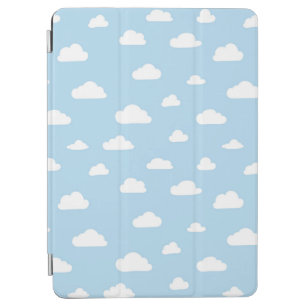 Witte Cartoon wolken op blauw achtergrondpatroon iPad Air Cover