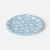 Witte Cartoon wolken op blauw achtergrondpatroon Papieren Bordje (Gekanteld)