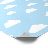 Witte Cartoon wolken op blauw achtergrondpatroon Poster (Hoek)