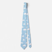 Witte Cartoon wolken op blauw achtergrondpatroon Stropdas (Voorkant)