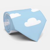 Witte Cartoon wolken op blauw achtergrondpatroon Stropdas (Opgerold)