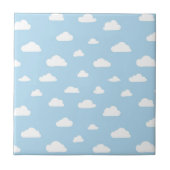 Witte Cartoon wolken op blauw achtergrondpatroon Tegeltje (Voorkant)
