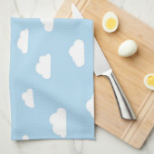 Witte Cartoon wolken op blauw achtergrondpatroon Theedoek (Quarter Fold)