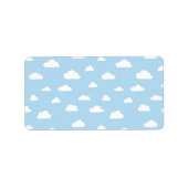 Witte Cartoon wolken op lichtblauw achtergrondpatr Etiket (Voorkant)
