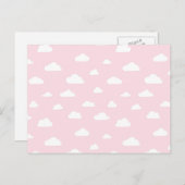 Witte Cartoon wolken op roze achtergrondpatroon Briefkaart (Voorkant / Achterkant)