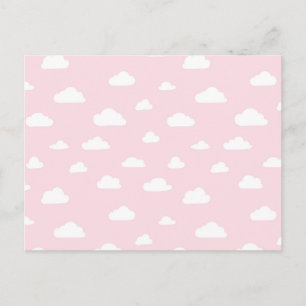 Witte Cartoon wolken op roze achtergrondpatroon Briefkaart