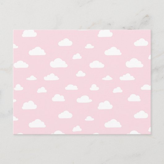 Witte Cartoon wolken op roze achtergrondpatroon Briefkaart (Voorkant)