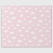 Witte Cartoon wolken op roze achtergrondpatroon Cadeaupapier (Vlak)