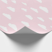 Witte Cartoon wolken op roze achtergrondpatroon Cadeaupapier (Hoek)