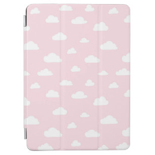 Witte Cartoon wolken op roze achtergrondpatroon iPad Air Cover