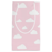 Witte Cartoon wolken op roze achtergrondpatroon Klein Cadeauzakje (Voorkant)