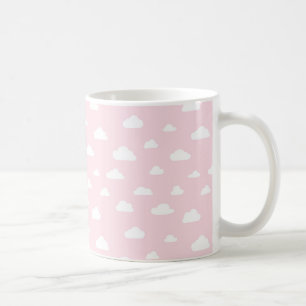 Witte Cartoon wolken op roze achtergrondpatroon Koffiemok