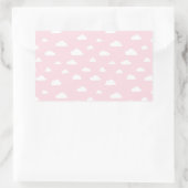 Witte Cartoon wolken op roze achtergrondpatroon Rechthoekige Sticker (Tas)