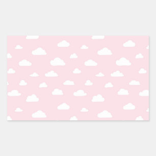 Witte Cartoon wolken op roze achtergrondpatroon Rechthoekige Sticker