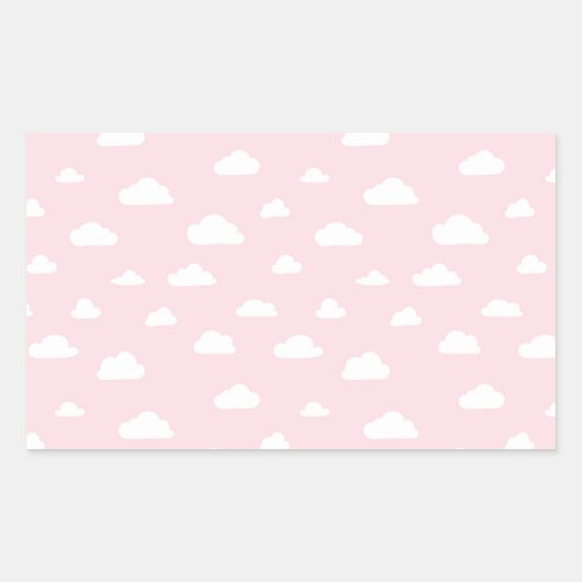 Witte Cartoon wolken op roze achtergrondpatroon Rechthoekige Sticker (Voorkant)