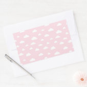 Witte Cartoon wolken op roze achtergrondpatroon Rechthoekige Sticker (Envelop)