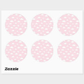 Witte Cartoon wolken op roze achtergrondpatroon Ronde Sticker (Vel)