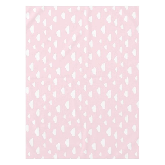 Witte Cartoon wolken op roze achtergrondpatroon Tafelkleed (Voorkant)